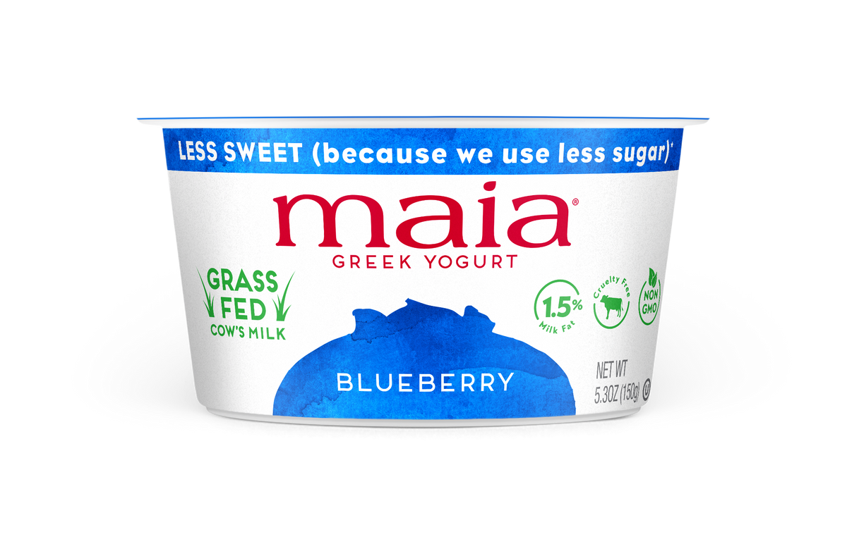 Maia blueberry grass-fed yogurt cup with real blueberries
