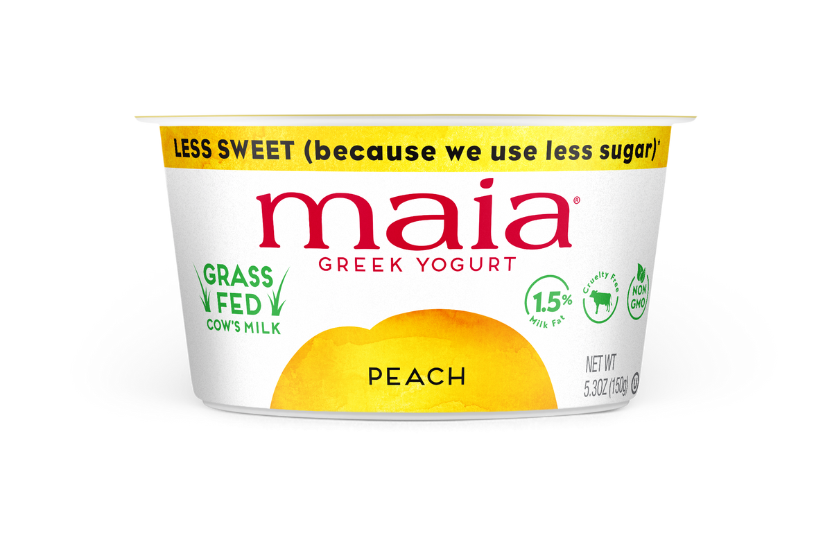 Maia peach grass-fed yogurt cup with real peach puree
