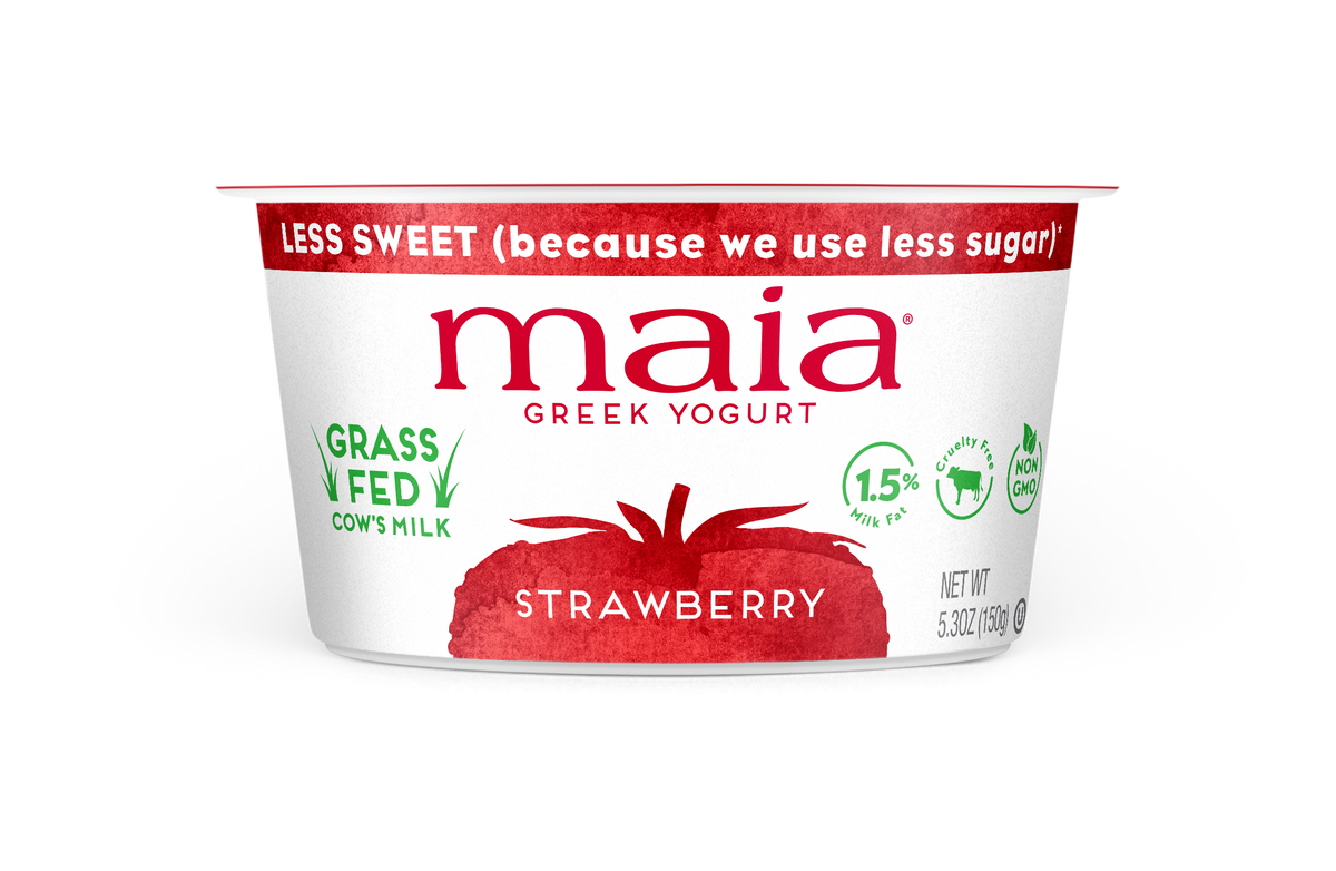 Maia strawberry grass-fed yogurt cup made with real fruit