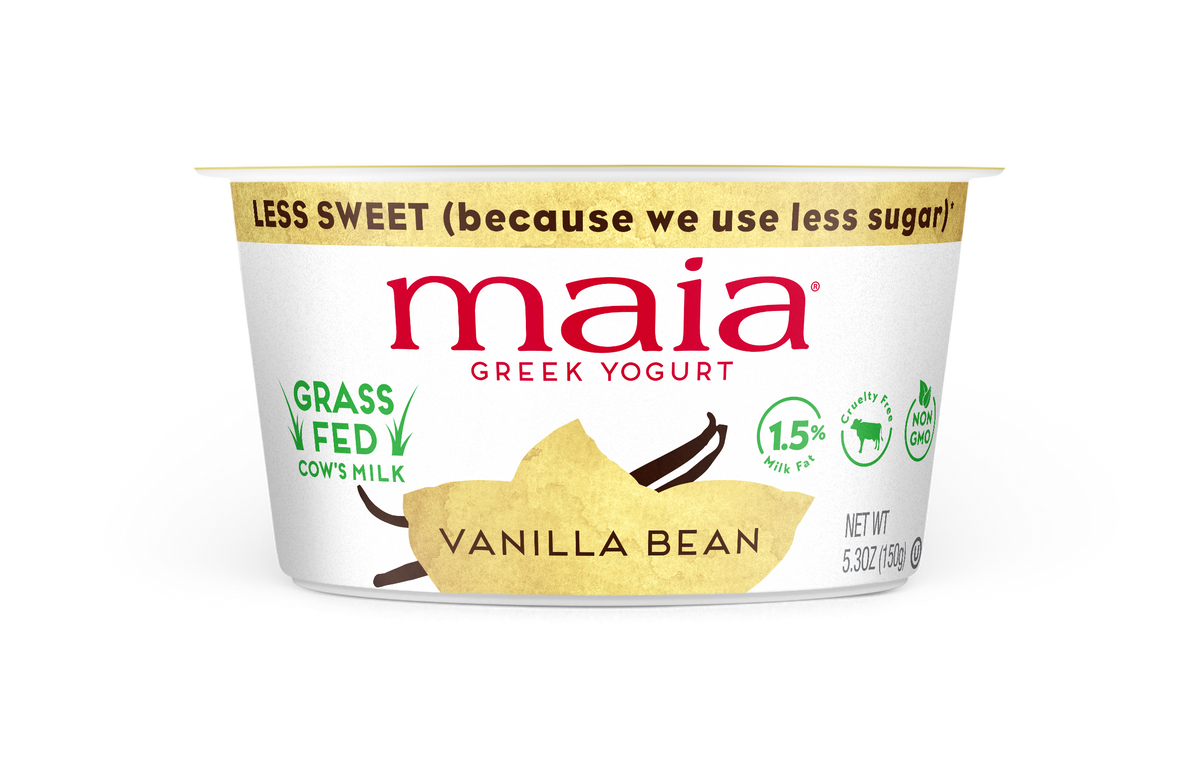 Maia vanilla bean grass-fed yogurt cup, 15g protein
